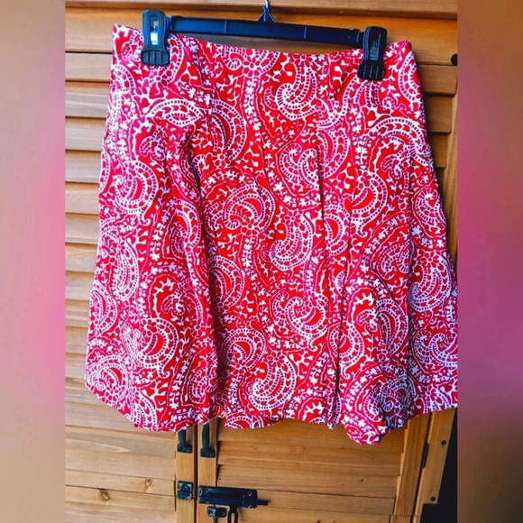 Tommy Hilfiger Red and White Paisley A-Line Skirt - 100% Cotton - Picture 1 of 10